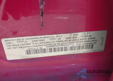 2008 Volkswagen Jetta S z USA, uszkodzony, nr VIN 3VWJM71K28M054858